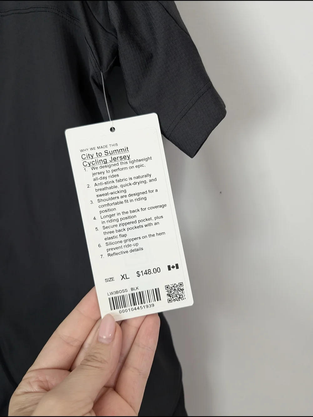 NWT Lululemon City To Summit Cycling Jersey Black